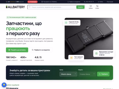 Зображення сайту allbattery.ua