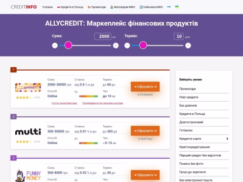 Зображення сайту allycredit.com.ua