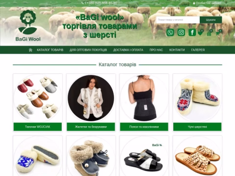 Зображення сайту bagiwool.com.ua