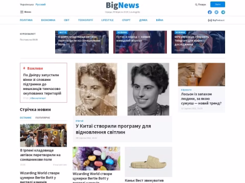 Зображення сайту bignews.ua