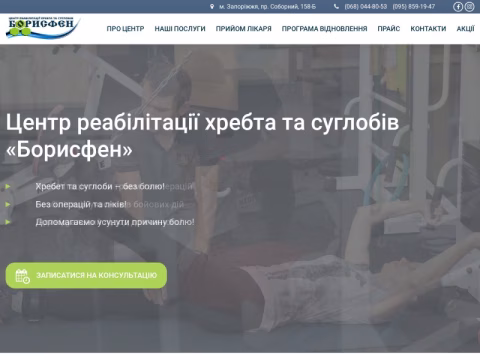 Зображення сайту borisfen-centre.com.ua