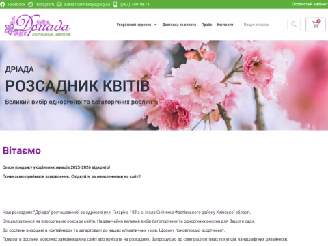 Зображення сайту driada.biz.ua