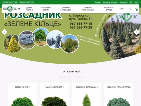 Зображення сайту greenring.com.ua