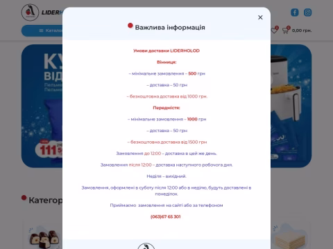 Зображення сайту liderholod.com.ua