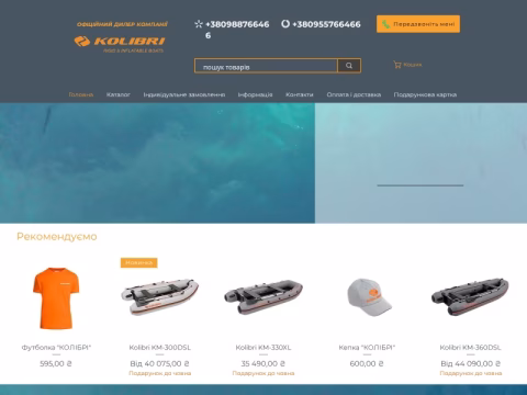 Зображення сайту lodki-kolibri.com.ua