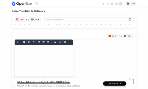 Зображення сайту opentran.net