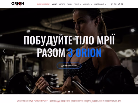 Зображення сайту orion-sport.ua