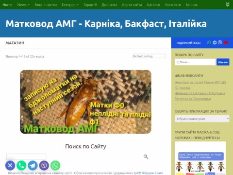 Зображення сайту paseka.in.ua