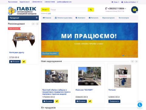 Зображення сайту pavik.com.ua