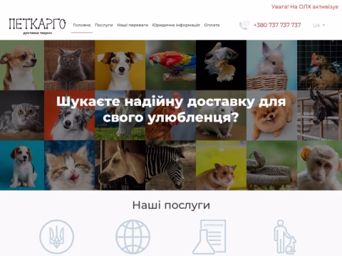 Зображення сайту petcargo.com.ua