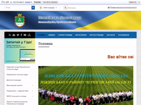 Зображення сайту plyskivska-gromada.gov.ua