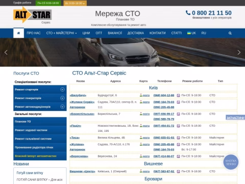 Зображення сайту starters.kiev.ua