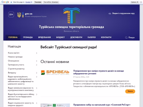Зображення сайту turiyska-gromada.gov.ua