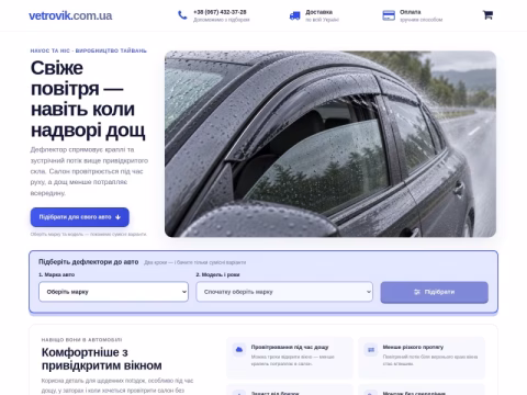 Зображення сайту vetrovik.com.ua