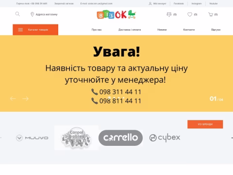 Зображення сайту vizok.km.ua